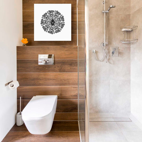 Image of 'Bw Hamsa Mandala' by Linda Woods, Canvas Wall Art,18 x 18