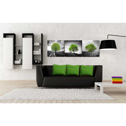 Image of 'Vibrant Tree Series: Green Triptych (Set of 3)' Canvas Wall Art,54 x 18