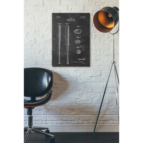 Image of 'Baseball Bat Blueprint Patent Chalkboard' Canvas Wall Art,18 x 26