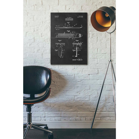 Image of 'Snowboard, 1969 Blueprint Chalkboard Patent' Canvas Wall Art,,18 x 26