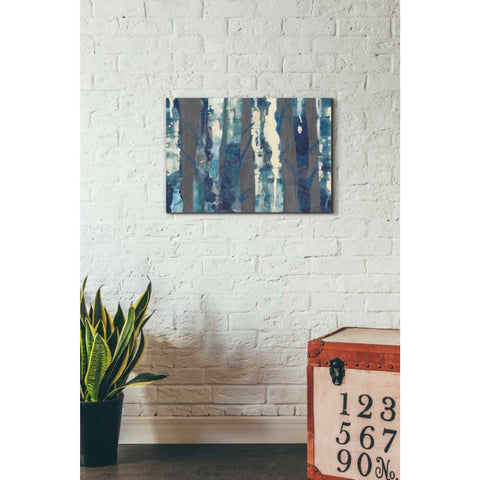 Image of 'Deep Woods III Indigo on Gray' by Albena Hristova, Canvas Wall Art,26 x 18