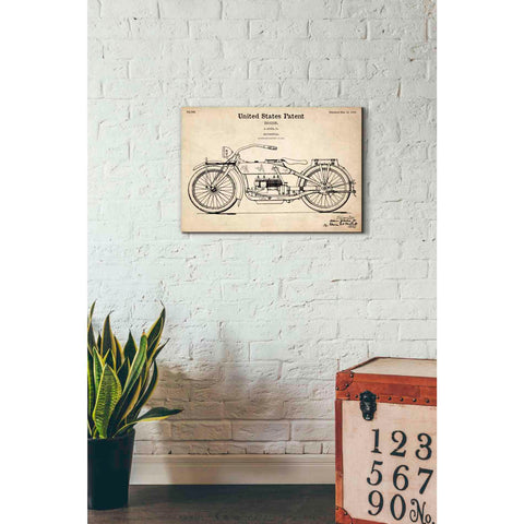 Image of 'Vintage Motorcycle Patent Blueprint' Canvas Wall Art,18 x 26