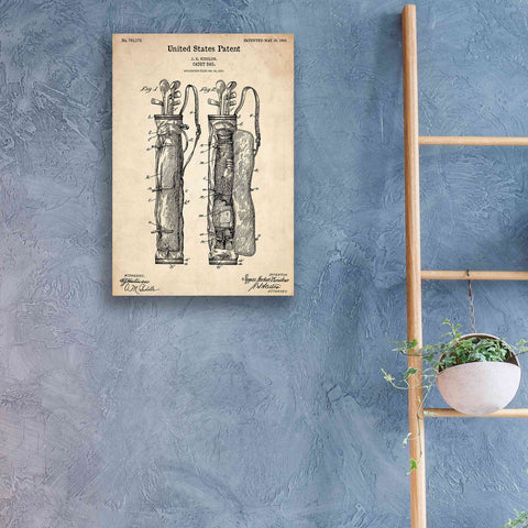 Image of 'Golf Bag Caddy Vintage Patent Blueprint' Canvas Wall Art,18 x 26