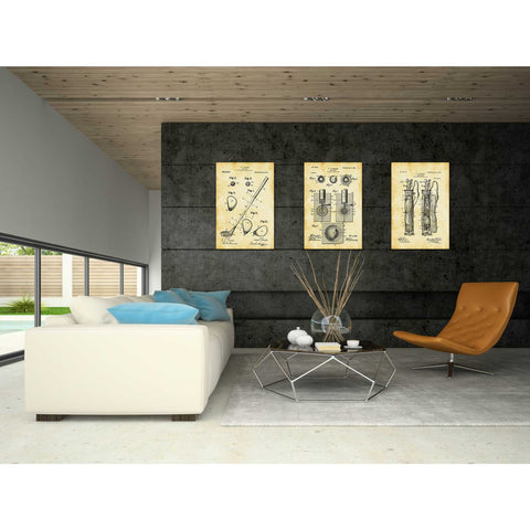 Image of "Golf 3-Piece Set Vintage Patent Blueprint" Giclee Canvas Wall Art (Set of 3)