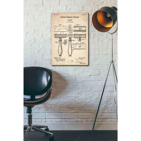 Image of 'Razor Vintage Patent' Canvas Wall Art,18 x 26