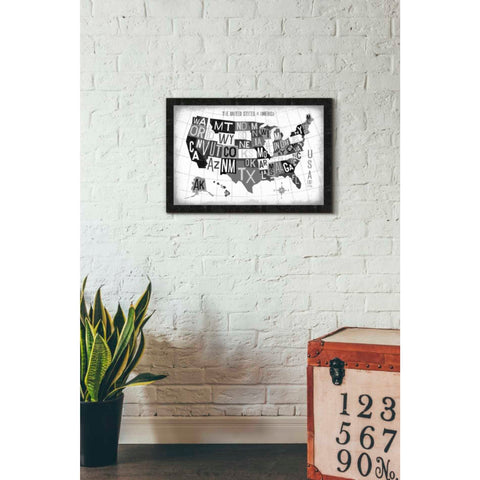Image of 'Letterpress USA Map Dark' by Michael Mullan, Canvas Wall Art,26 x 18