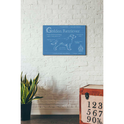 Image of 'Blueprint Golden Retriever' by Ethan Harper Canvas Wall Art,26 x 18
