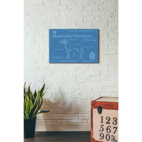 Image of 'Blueprint Labrador Retriever' by Ethan Harper Canvas Wall Art,26 x 18