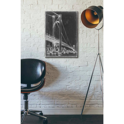 Image of 'Suspension Bridge Blueprint II' by Ethan Harper Canvas Wall Art,18 x 26