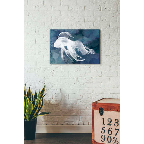 Image of 'Indigo Fish I' by Grace Popp Canvas Wall Art,26 x 18