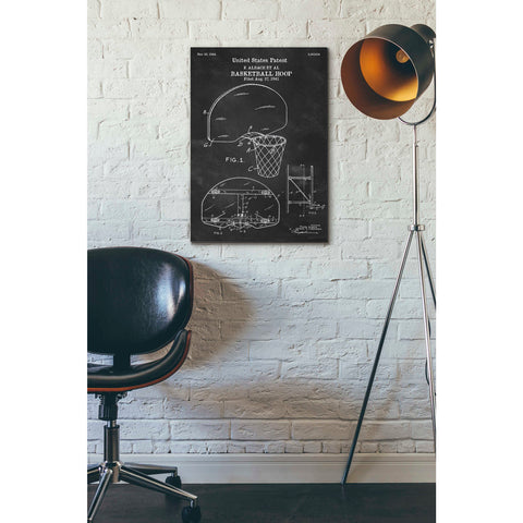 Image of 'Basketball Hoop Blueprint Patent Chalkboard' Canvas Wall Art,18 x 26