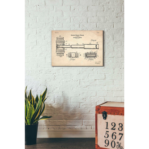 Image of 'Judge's Gavel Blueprint Patent Parchment' Canvas Wall Art,26 x 18