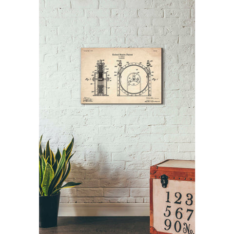 Image of 'Tesla Turbine Blueprint Patent Parchment' Canvas Wall Art,26 x 18
