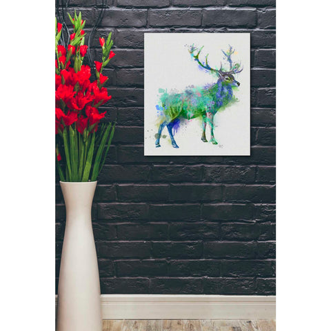 Image of 'Deer 1 Rainbow Splash Green Blue' by Fab Funky Canvas Wall Art,20 x 24