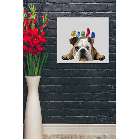 Image of 'English Bulldog and Birds' by Fab Funky Giclee Canvas Wall Art