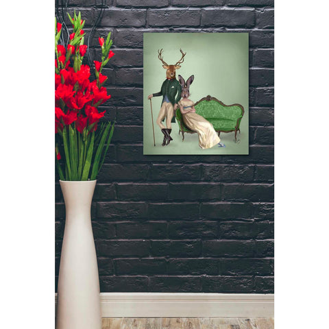 Image of 'Mr Deer and Mrs Rabbit' by Fab Funky Giclee Canvas Wall Art