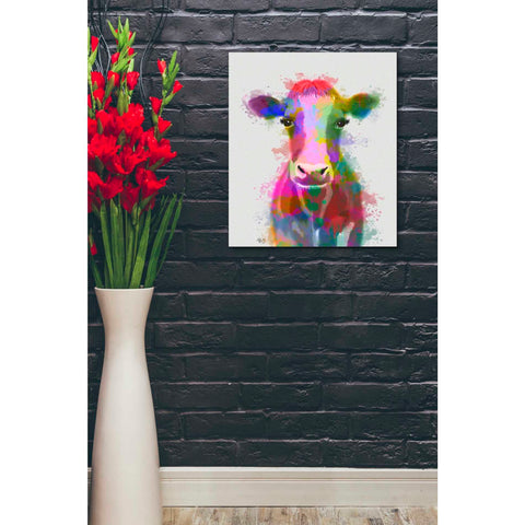 Image of 'Rainbow Splash Cow' by Fab Funky Giclee Canvas Wall Art