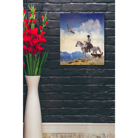 Image of 'Cowboy with Dog and Hawk' by Chris Vest, Giclee Canvas Wall Art