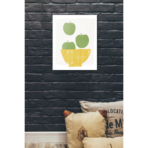 Image of 'Bowl of Green Apples' by Linda Woods, Canvas Wall Art,20 x 24