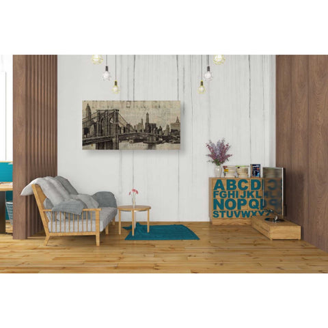 Image of 'Vintage NY Brooklyn Bridge Skyline' by Michael Mullan, Canvas Wall Art,40 x 20