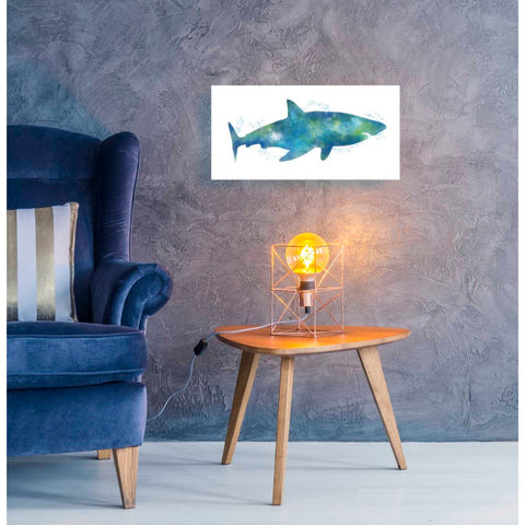 Image of 'Watercolor Shark III' by Linda Woods, Canvas Wall Art,40 x 20