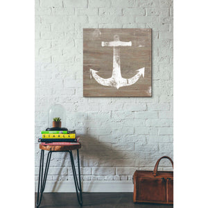 'White Anchor on Natural' by Linda Woods, Canvas Wall Art,26 x 26