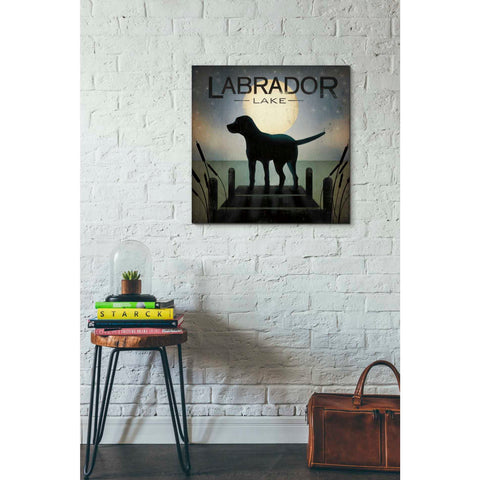 Image of 'Moonrise Black Dog - Labrador Lake' by Ryan Fowler, Canvas Wall Art,26 x 26