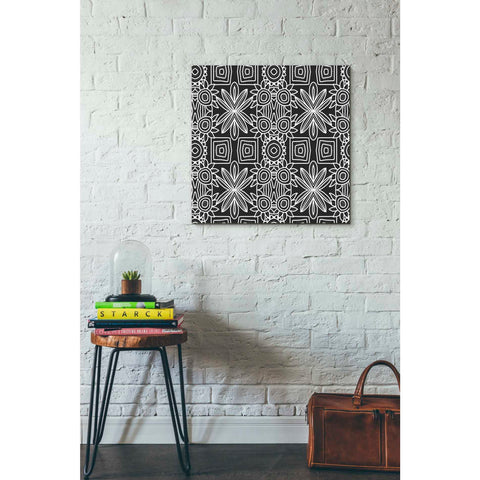 Image of 'Black And White Boho Floral' by Linda Woods, Canvas Wall Art,26 x 26
