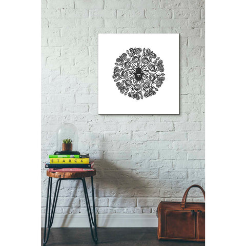 Image of 'Bw Hamsa Mandala' by Linda Woods, Canvas Wall Art,26 x 26