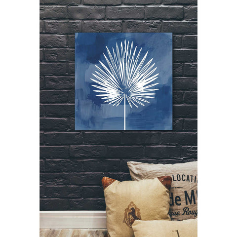 Image of 'Painted Sky Palm Leaf' by Linda Woods, Canvas Wall Art,26 x 26