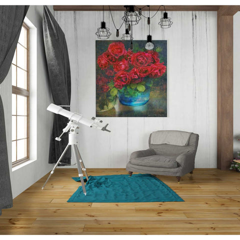 Image of 'Roses in Blue Jar' by Chris Vest, Giclee Canvas Wall Art