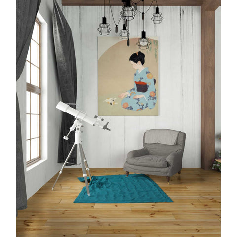 Image of 'Cat And Woman' by Sai Tamiya, Canvas Wall Art,26 x 34