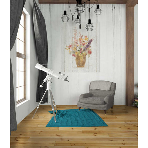 Image of 'Wild Flowers in Vase I on Barn Board' by Cheri Blum, Canvas Wall Art,26 x 34