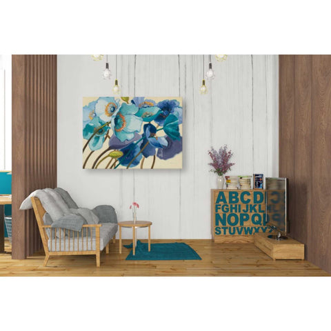 Image of 'Le Pavots Bleu' by Shirley Novak, Canvas Wall Art,34 x 26