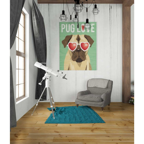 Image of 'Beach Bums Pug I Love' by Michael Mullan, Canvas Wall Art,26 x 34
