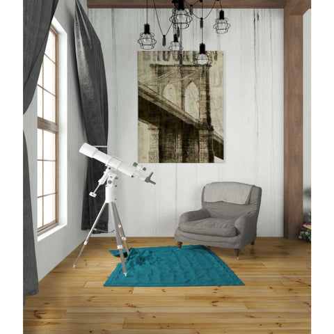 Image of 'Vintage NY Brooklyn Bridge' by Michael Mullan, Canvas Wall Art,26 x 34