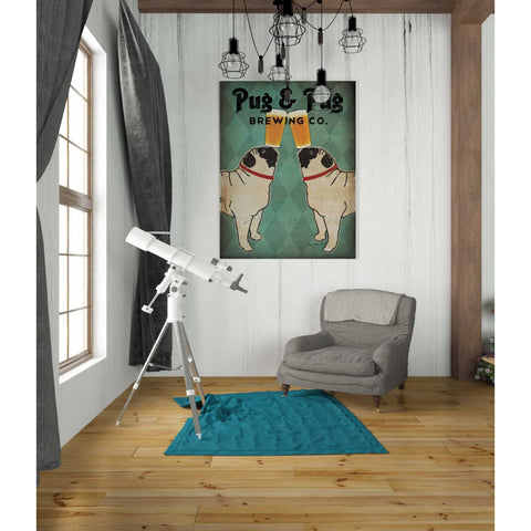 Image of 'Pug and Pug Brewing' by Ryan Fowler, Canvas Wall Art,26 x 34