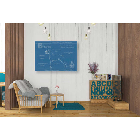 Image of 'Blueprint Boxer' by Ethan Harper Canvas Wall Art,34 x 26