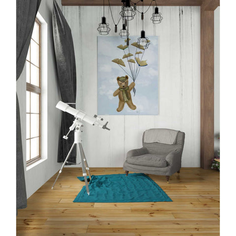 Image of 'Bear with Book Butterflies' by Fab Funky Giclee Canvas Wall Art