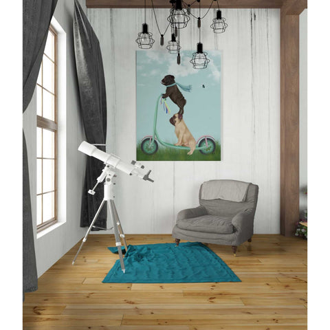 Image of 'Pug Scooter' by Fab Funky Giclee Canvas Wall Art