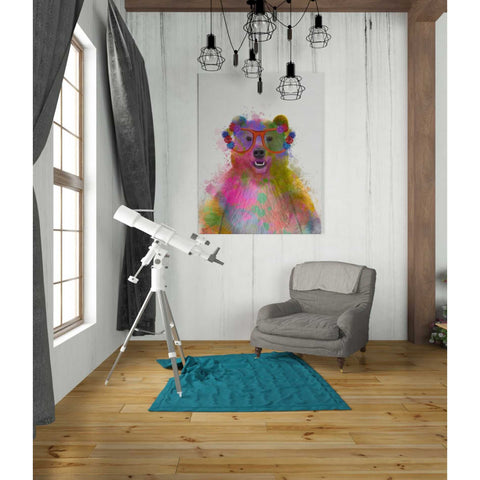 Image of 'Rainbow Splash Bear' by Fab Funky Giclee Canvas Wall Art