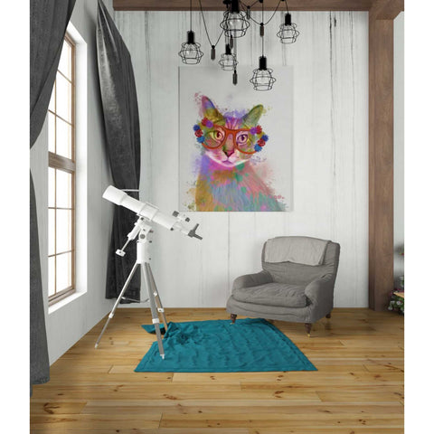 Image of 'Rainbow Splash Cat 1' by Fab Funky Giclee Canvas Wall Art