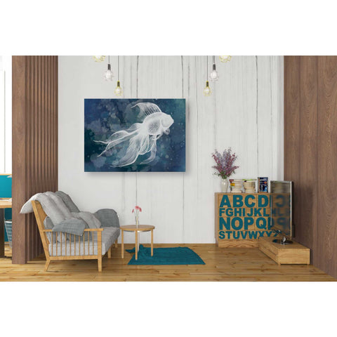 Image of 'Indigo Fish II' by Grace Popp Canvas Wall Art,34 x 26