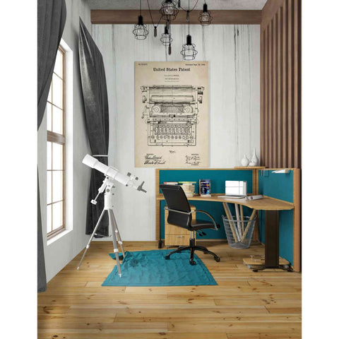 Image of 'Typewriter Vintage Patent Blueprint' Canvas Wall Art,26 x 40