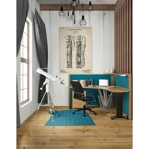 Image of 'Golf Bag Caddy Vintage Patent Blueprint' Canvas Wall Art,26 x 40