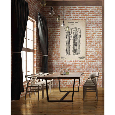 Image of 'Golf Bag Caddy Vintage Patent Blueprint' Canvas Wall Art,26 x 40