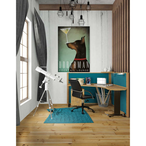 Image of 'Doberman Martini' by Ryan Fowler, Canvas Wall Art,26 x 40