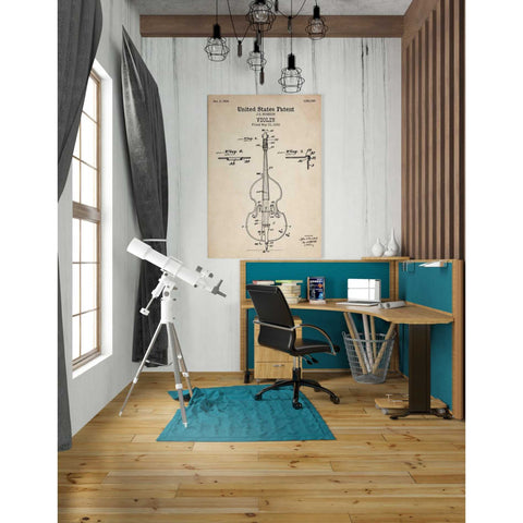 Image of 'Violin Blueprint Patent Parchment' Canvas Wall Art,26 x 40