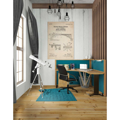 Image of 'Arch Bridge Blueprint Patent Parchment' Canvas Wall Art,26 x 40