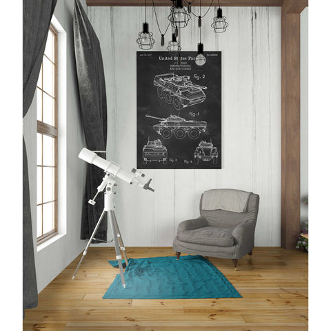 Image of 'Armored Vehicle Blueprint Patent Chalkboard' Canvas Wall Art,26 x 40
